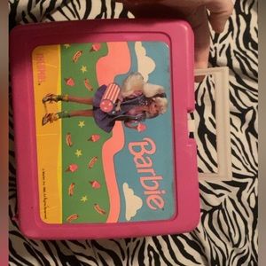 Vintage 1990 Pink Plastic Mattel Barbie Lunchbox